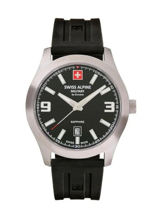 Swiss Alpine Military Combat Pro Rubber Strap Black Dial Quartz 7056.1837 100M Men's Watch - Swiss Alpine Military