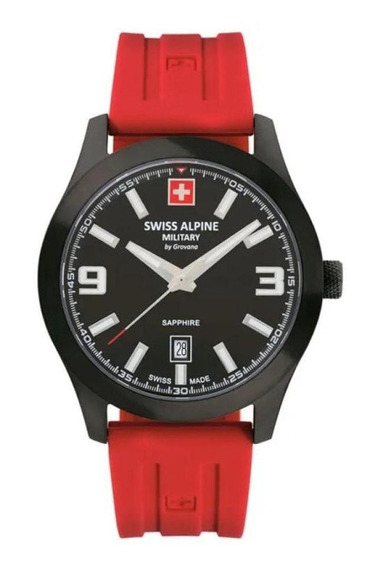 Swiss Alpine Military Combat Pro Rubber Strap Black Dial Quartz 7056.1876 100M Men's Watch - Swiss Alpine Military