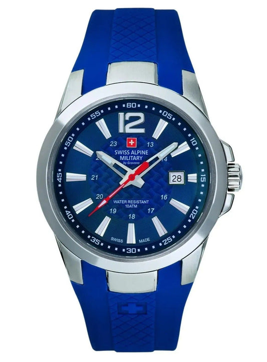 Swiss Alpine Military Combat Air Rubber Strap Blue Dial Quartz 7058.1835 100M Men's Watch - Swiss Alpine Military