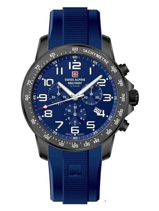 Swiss Alpine Military Ranger Chronograph Rubber Strap Blue Dial Quartz 7064.9875 100M Men's Watch - Swiss Alpine Military