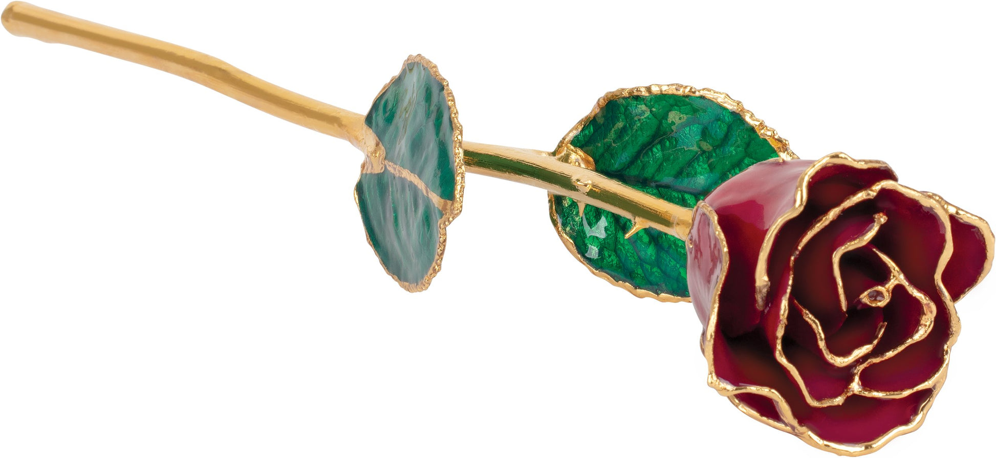 Lacquered January Garnet Colored Rose with 24K Gold Trim - BN & CO JEWELRY