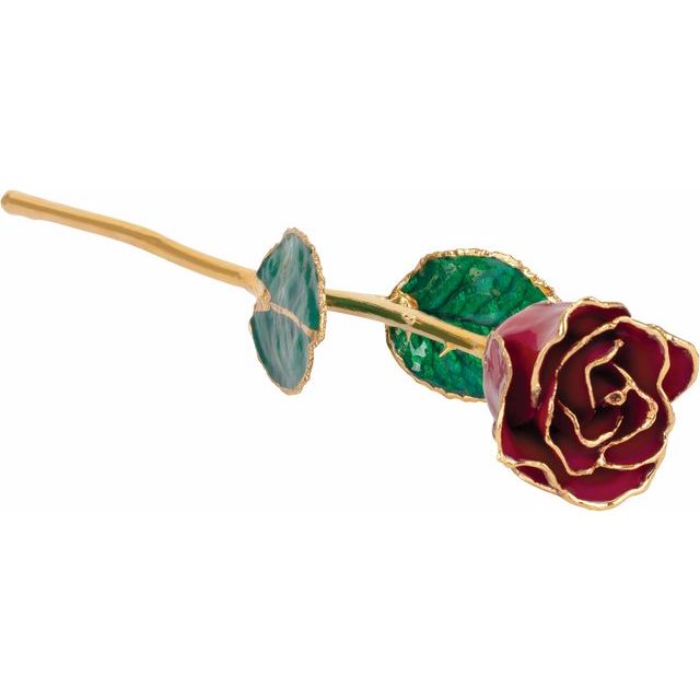 Lacquered January Garnet Colored Rose with 24K Gold Trim - BN & CO JEWELRY