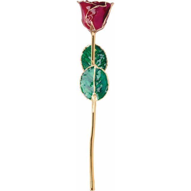 Lacquered January Garnet Colored Rose with 24K Gold Trim - BN & CO JEWELRY