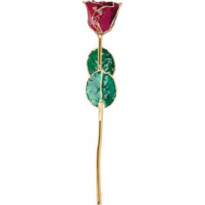 Lacquered January Garnet Colored Rose with 24K Gold Trim - BN & CO JEWELRY