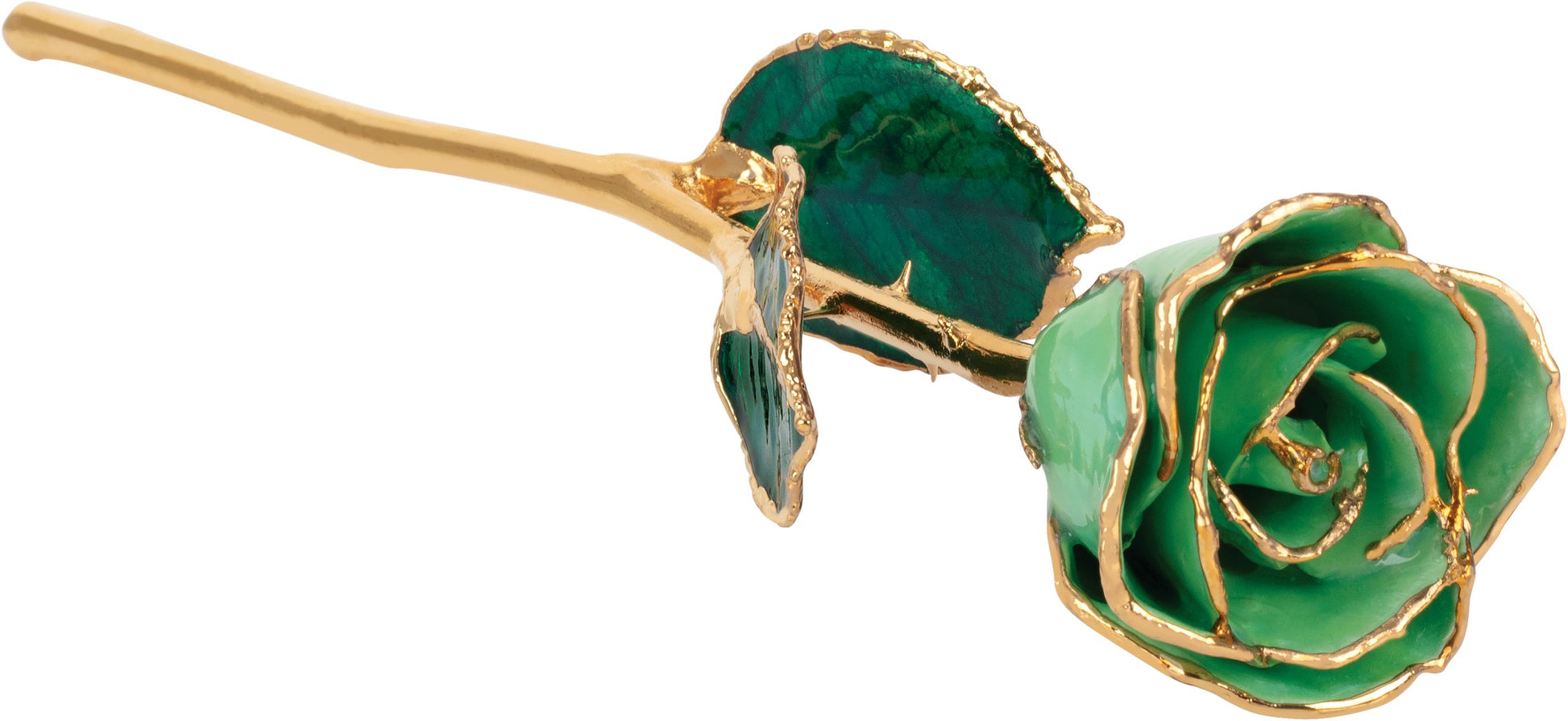 Lacquered August Peridot Colored Rose with Gold Trim - BN & CO JEWELRY