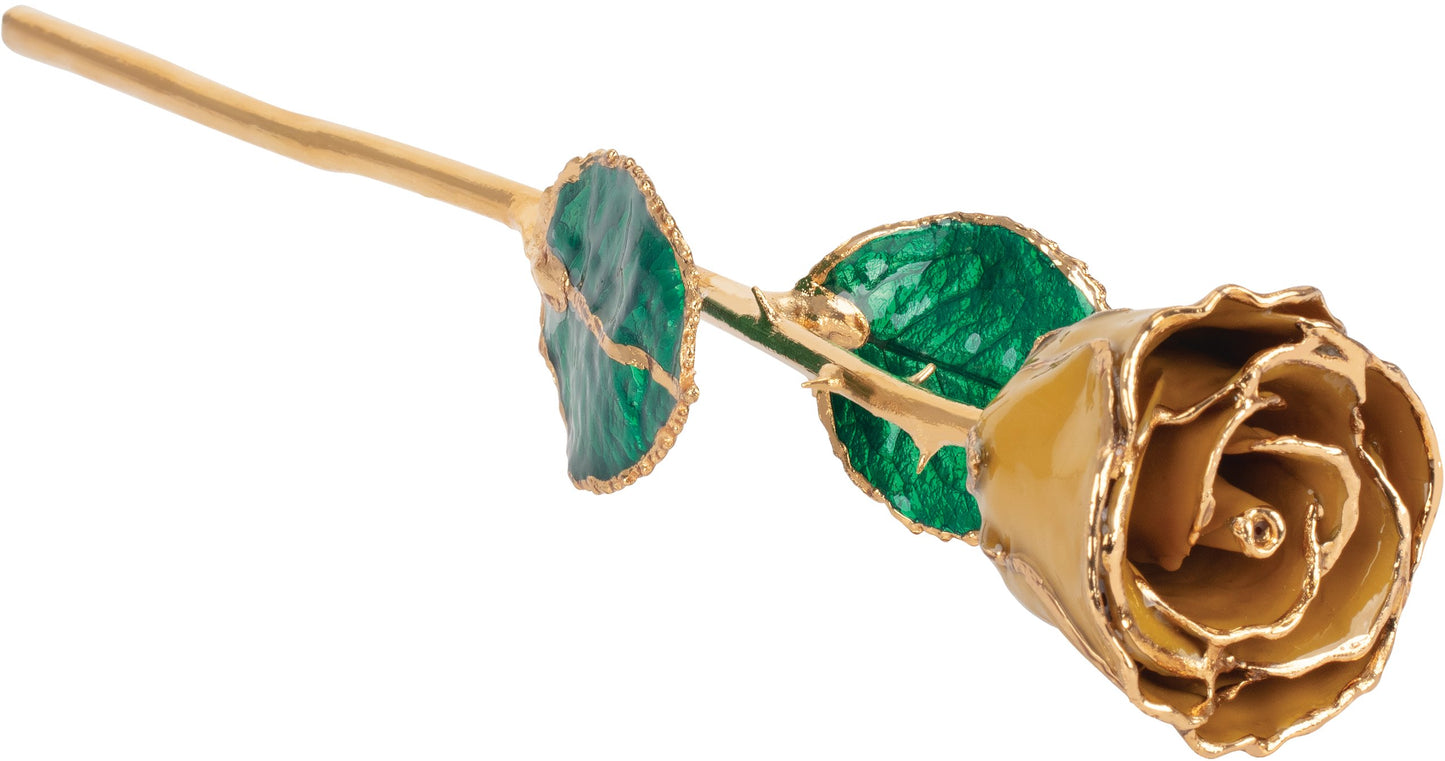 Lacquered November Yellow Topaz Colored Rose with Gold Trim - BN & CO JEWELRY