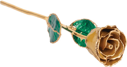 Lacquered November Yellow Topaz Colored Rose with Gold Trim - BN & CO JEWELRY