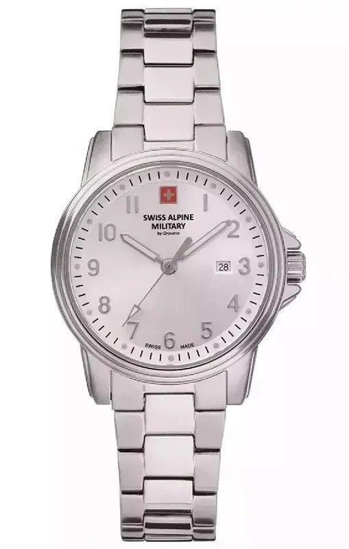 Swiss Alpine Military Leader Ladies Stainless Steel Silver Dial Quartz 7711.1132 100M Women's Watch - Swiss Alpine Military