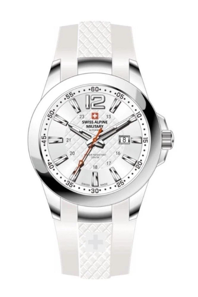 Swiss Alpine Military Combat Air Ladies Silicone Strap White Dial Quartz 7758.1833 Women's Watch - Swiss Alpine Military