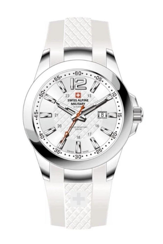 Swiss Alpine Military Combat Air Ladies Silicone Strap White Dial Quartz 7758.1833 Women's Watch - Swiss Alpine Military