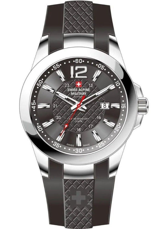 Swiss Alpine Military Combat Air Ladies Silicone Strap Black Dial Quartz 7758.1837 Women's Watch - Swiss Alpine Military