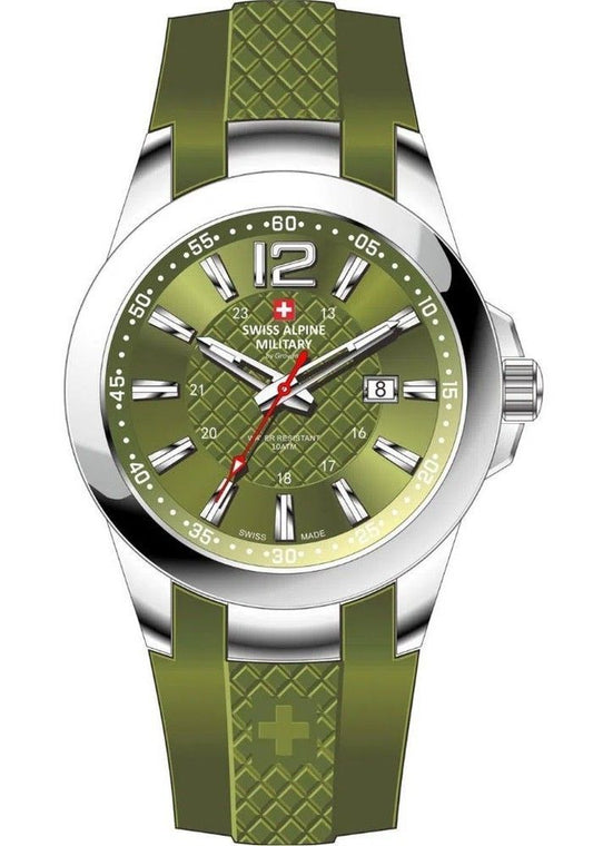 Swiss Alpine Military Combat Air Ladies Silicone Strap Green Dial Quartz 7758.1838 Women's Watch - Swiss Alpine Military