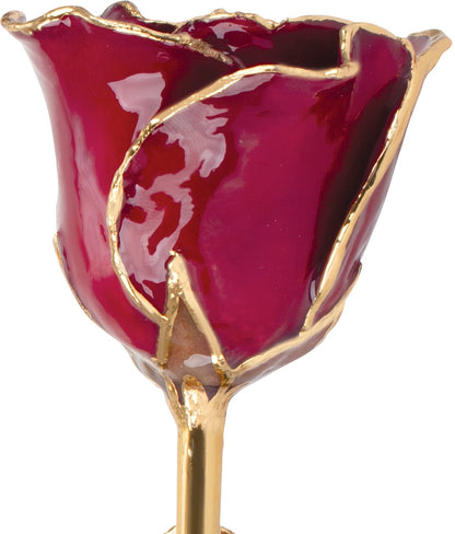Lacquered January Garnet Colored Rose with 24K Gold Trim - BN & CO JEWELRY