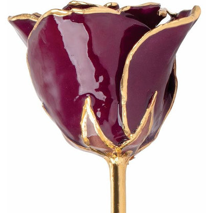 Lacquered Burgundy Rose with Gold Trim - BN & CO JEWELRY