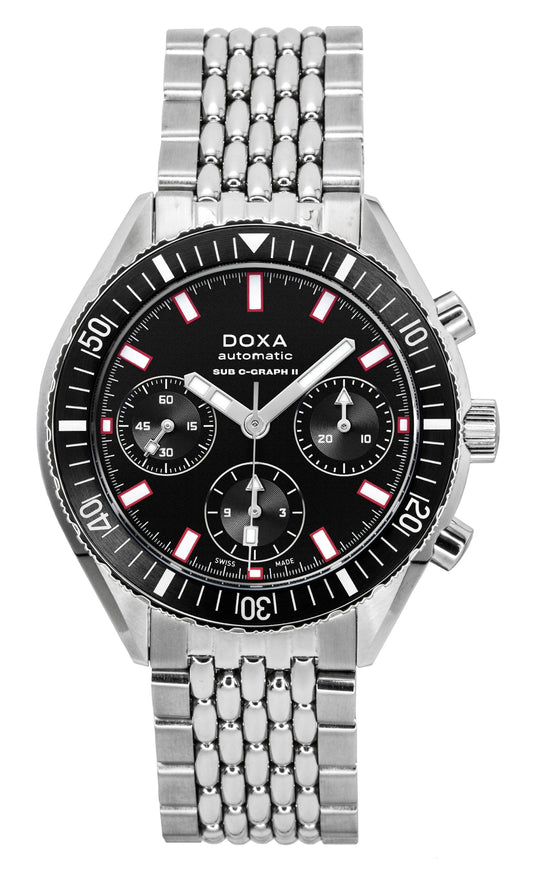 Doxa Sub 200 C-Graph II Sharkhunter Black Dial Automatic Diver's 797.10.101.10 200M Men's Watch With Extra Strap - Doxa