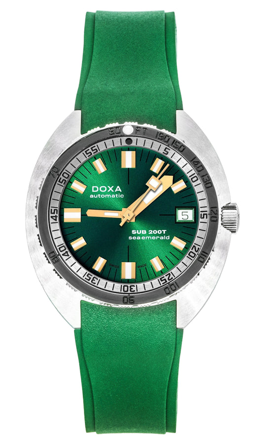 Doxa SUB 200T Sea Emerald Rubber Strap Green Dial Automatic Diver's 804.10.131S.26 200M Men's Watch With Extra Strap - Doxa