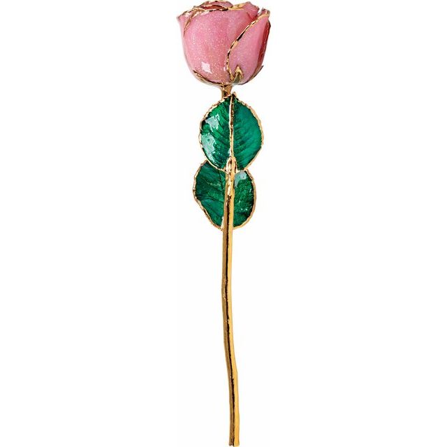Lacquered Pink Sparkle Rose with Gold Trim - BN & CO JEWELRY