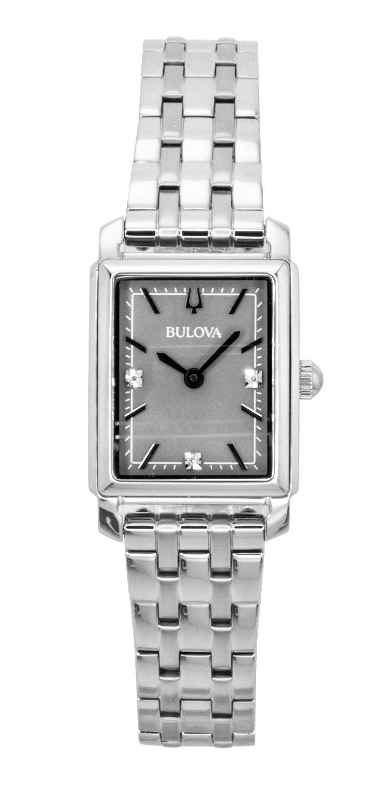 Bulova Sutton Diamond Accents Stainless Steel Grey Mother of Pearl Dial Quartz 96P252 Women's Watch - Bulova