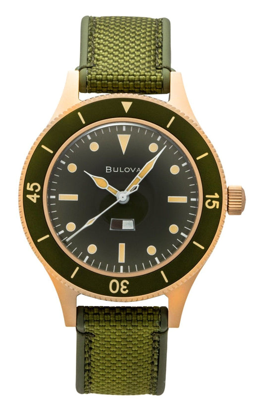 Bulova Mil Ships 150th Anniversary Special Edition Green Dial Automatic Diver's 98A324 200M Men's Watch - Bulova