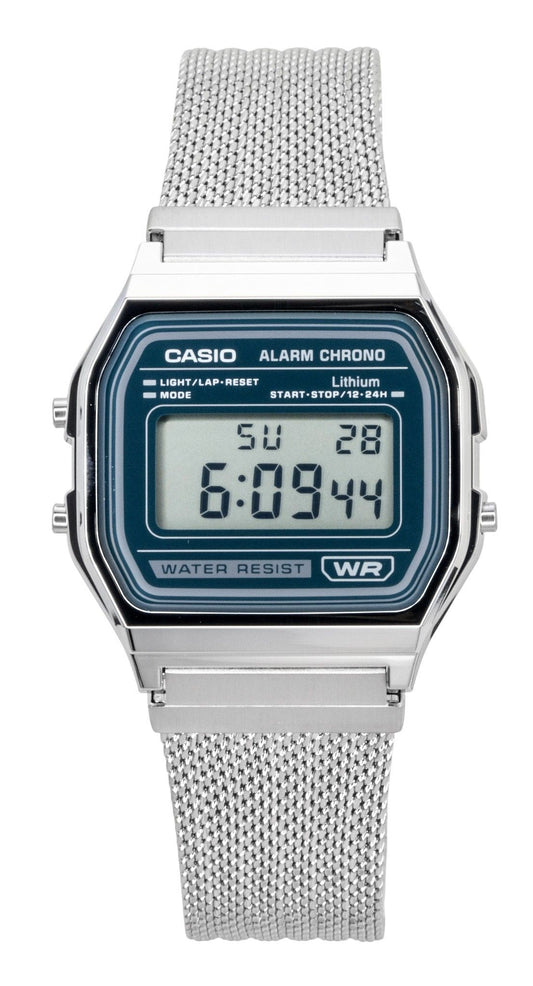 Casio Vintage Digital Stainless Steel Mesh Bracelet Quartz A158WEM-3 Unisex Watch - Casio