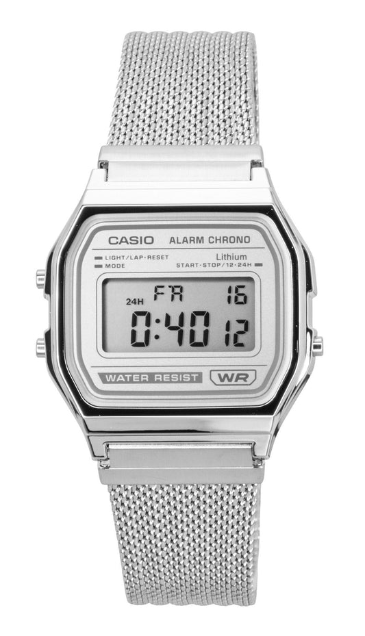 Casio Vintage Digital Stainless Steel Mesh Bracelet Quartz A158WEM-7 Unisex Watch - Casio