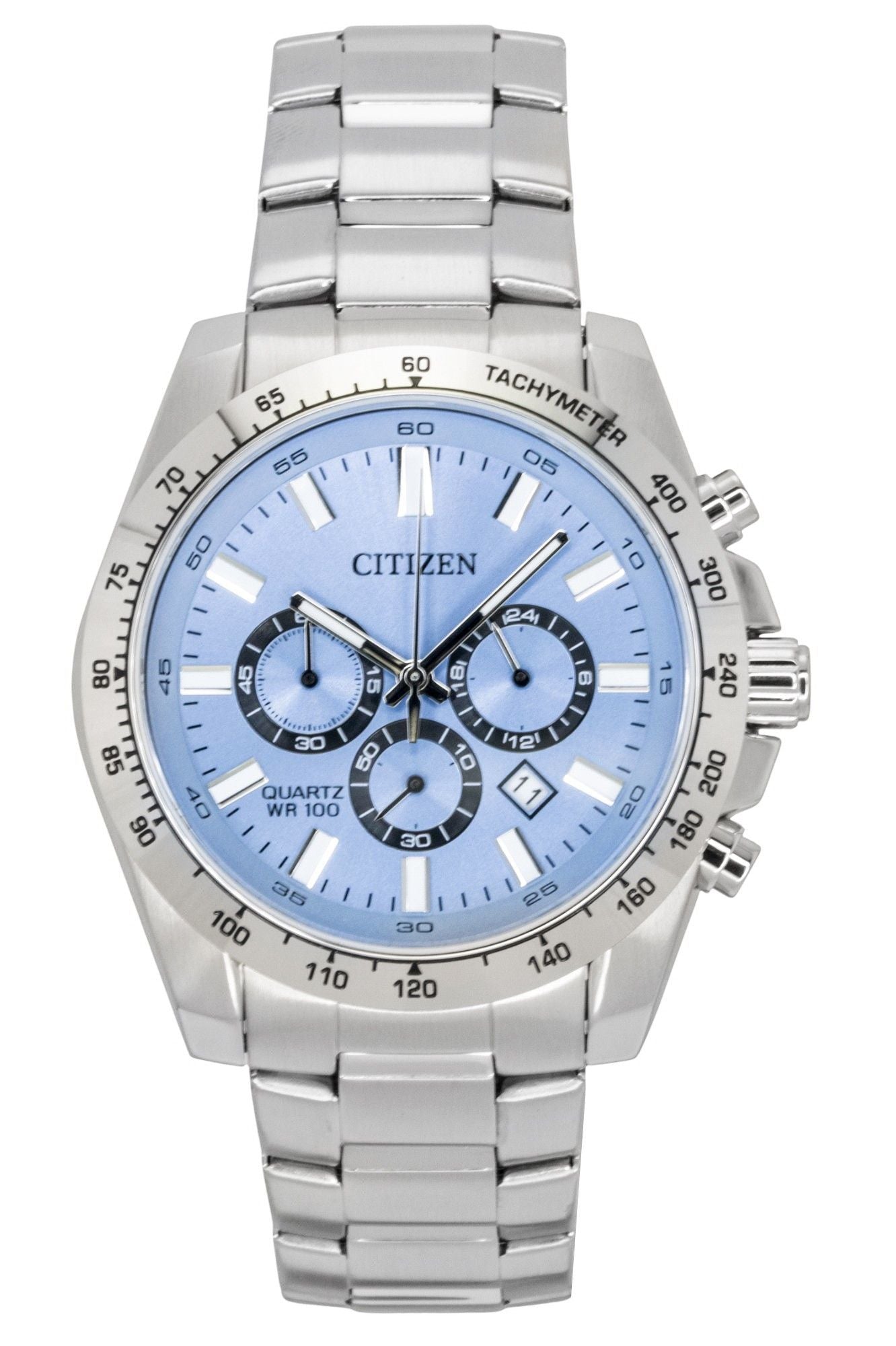 Citizen Chronograph Stainless Steel Blue Dial Quartz AN8230-59L 100M Men's Watch - Citizen