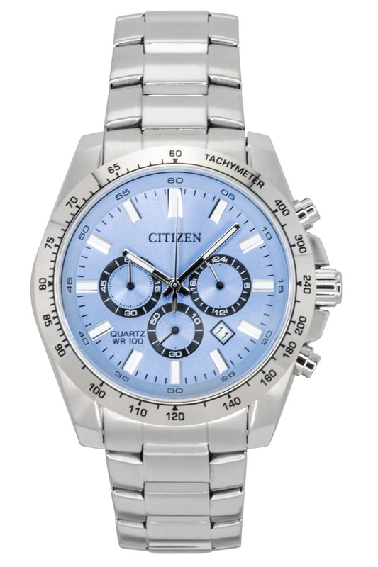 Citizen Chronograph Stainless Steel Blue Dial Quartz AN8230-59L 100M Men's Watch - Citizen