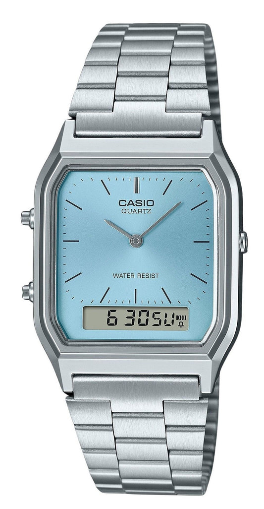Casio Vintage Analog Digital Turquoise Blue Dial Quartz AQ-230A-2A1 Women's Watch