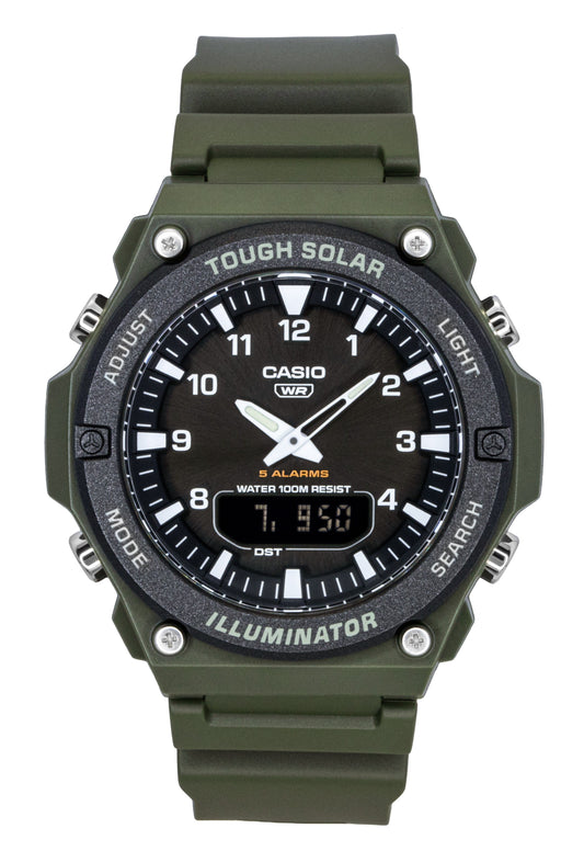 Casio Standard Analog Digital Resin Strap Black Dial Solar AQ-S820W-3BV 100M Men's Watch - Casio