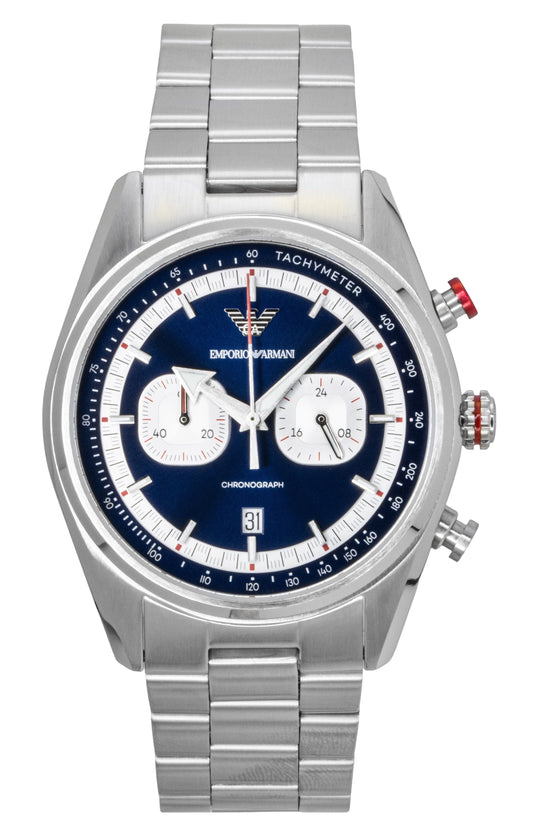 Emporio Armani Racer Chronograph Stainless Steel Blue Dial Quartz AR11676 Men's Watch - Emporio Armani