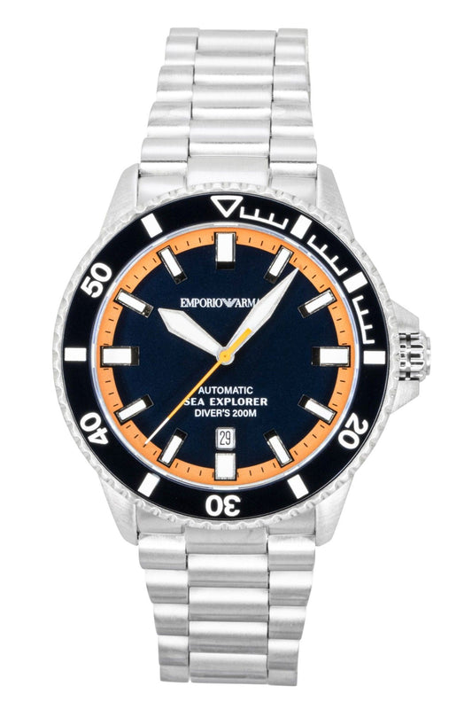 Emporio Armani Sea Explorer Stainless Steel Blue Dial Diver's Automatic AR60090 200M Men's Watch - Emporio Armani