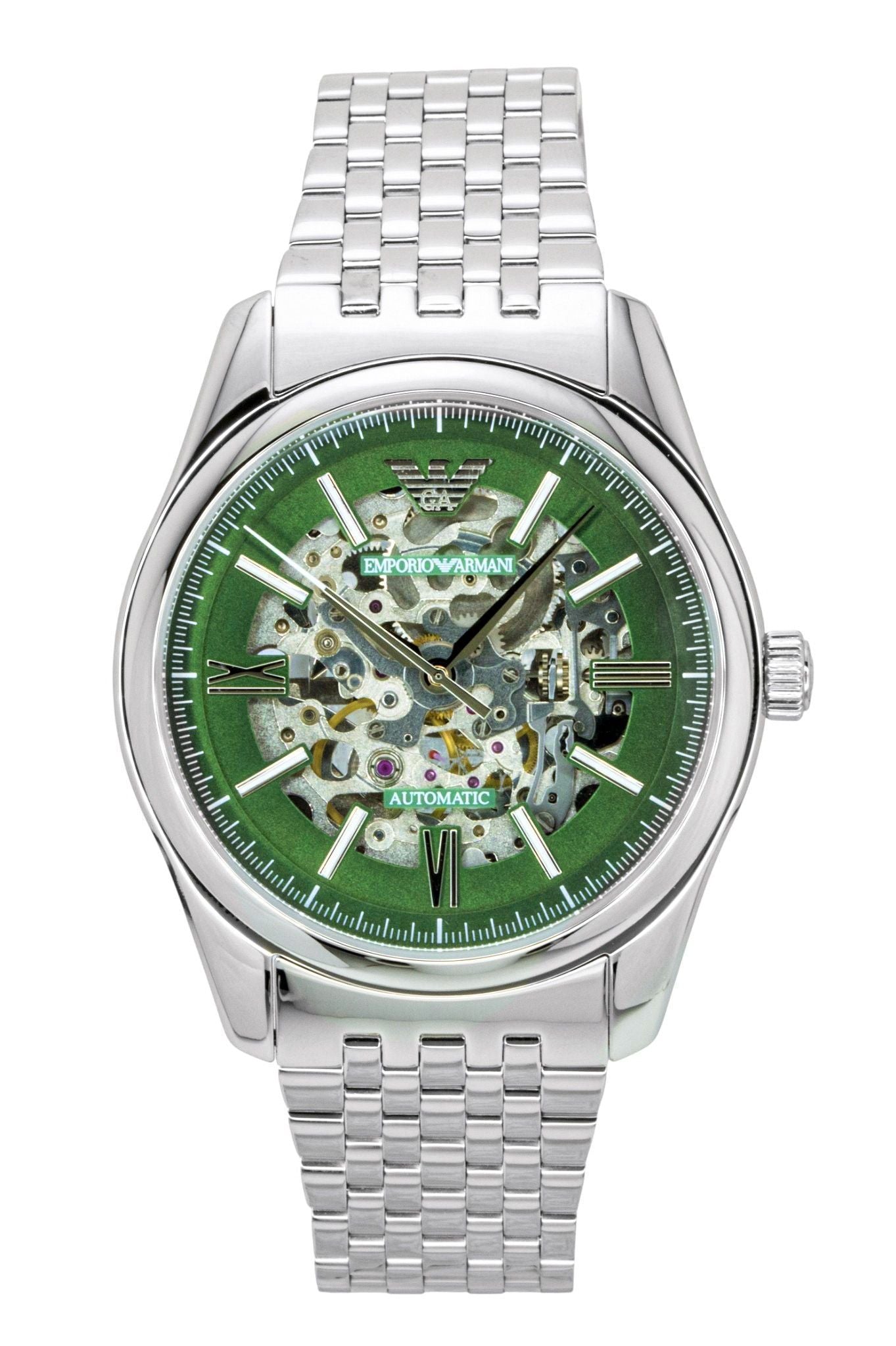 Emporio Armani Stainless Steel Green Skeleton Dial Automatic AR60091 Men's Watch - Emporio Armani