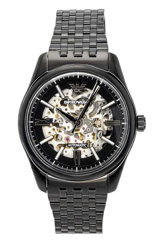 Emporio Armani Stainless Steel Black Skeleton Dial Automatic AR60093 Men's Watch - Emporio Armani