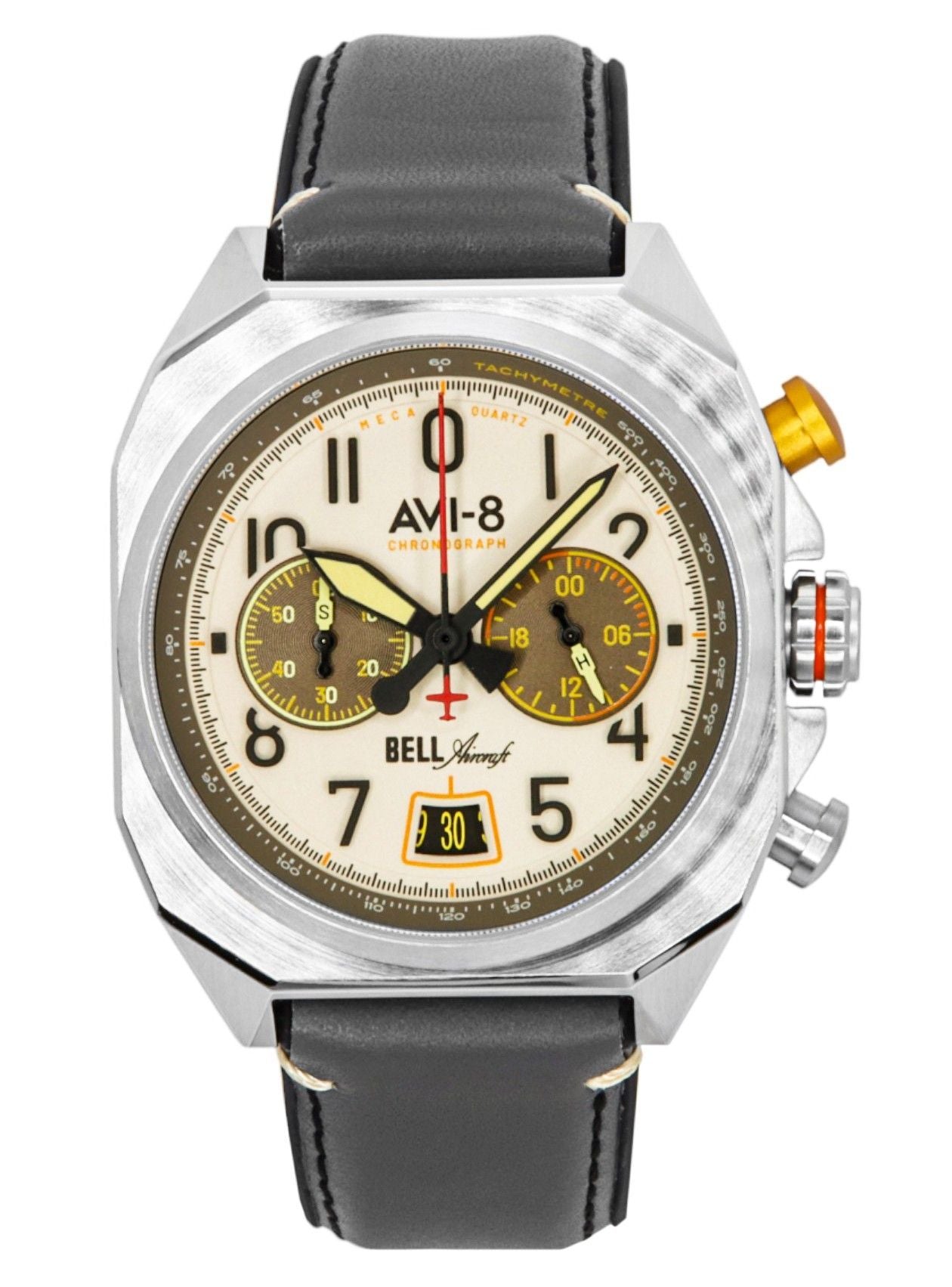 AVI-8 Bell X-1 Machbuster Chronograph Camel Brown Strap Cream Dial Quartz AV-4118-03 Men's Watch - AVI-8