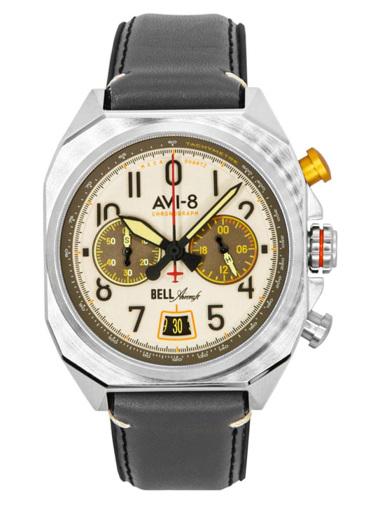 AVI-8 Bell X-1 Machbuster Chronograph Camel Brown Strap Cream Dial Quartz AV-4118-03 Men's Watch - AVI-8