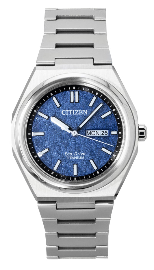 Citizen Zenshin Super Titanium Blue Dial Eco-Drive AW0130-85L 100M Men's Watch - Citizen