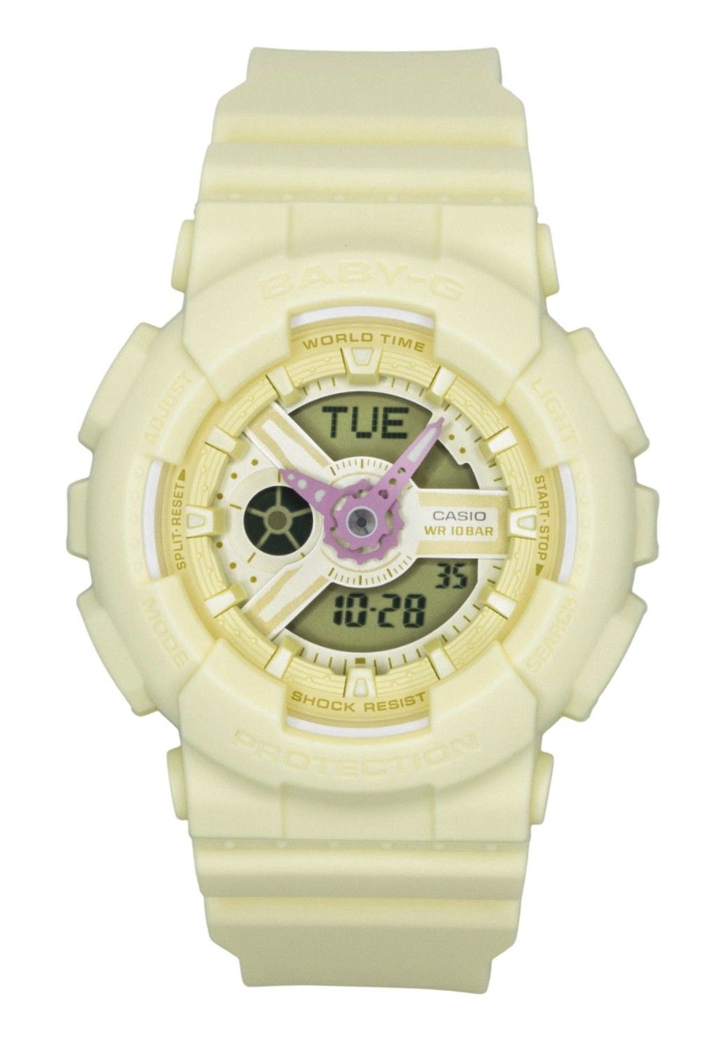 Casio Baby-G Analog Digital Resin Strap Yellow Dial Quartz BA-110AH-9A 100M Women's Watch - Casio