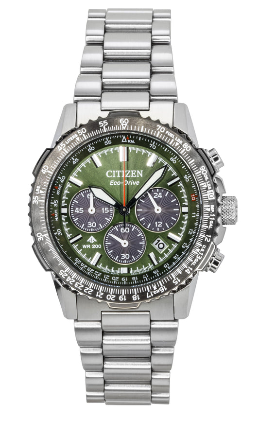 Citizen Promaster Sky Chronograph Stainless Steel Green Dial Eco-Drive Diver's CA4664-60W 200M Men's Watch - Citizen
