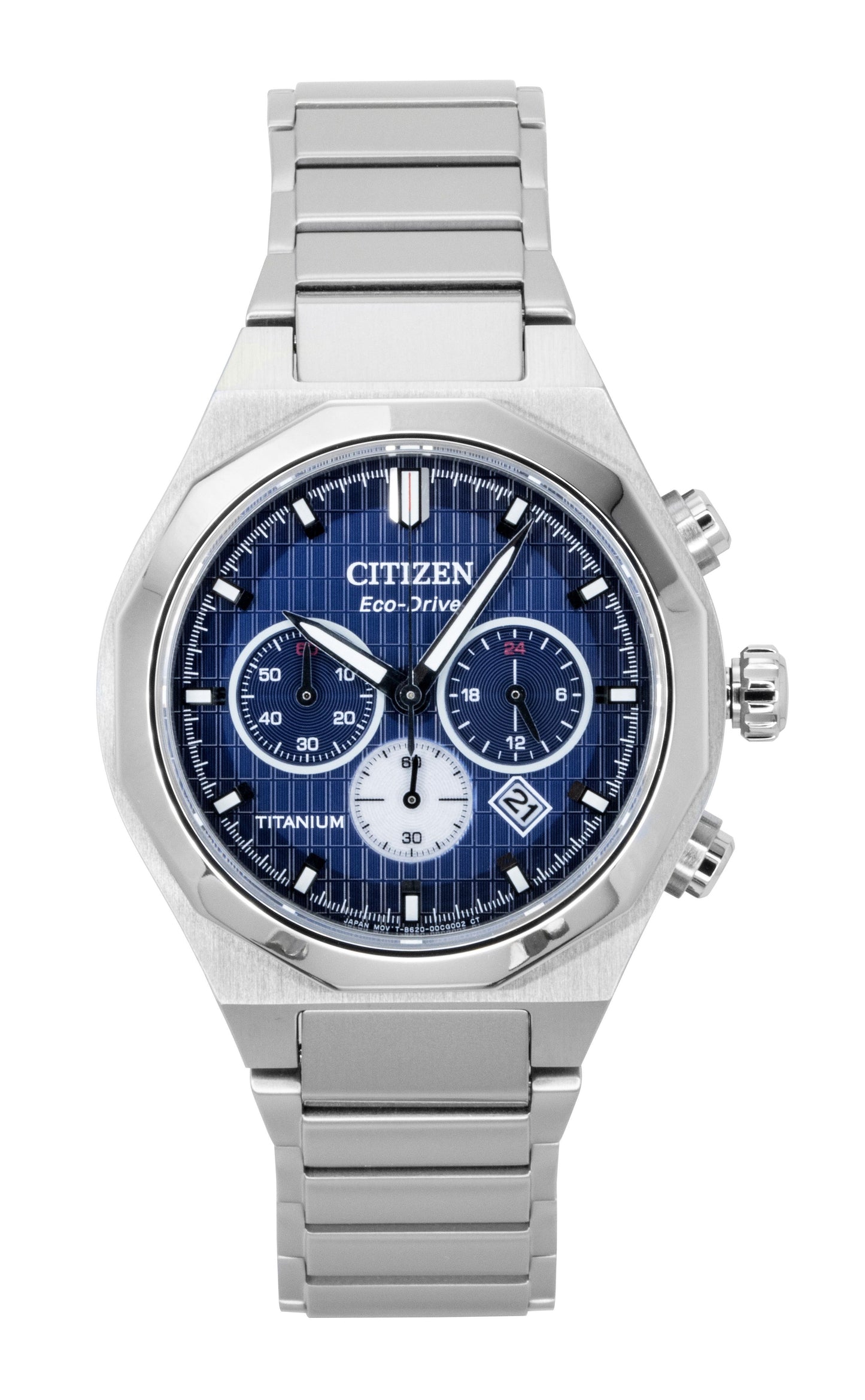 Citizen Zenshin Senkei Chronograph Super Titanium Blue Dial Eco-Drive CA4691-59L 100M Men's Watch - Citizen