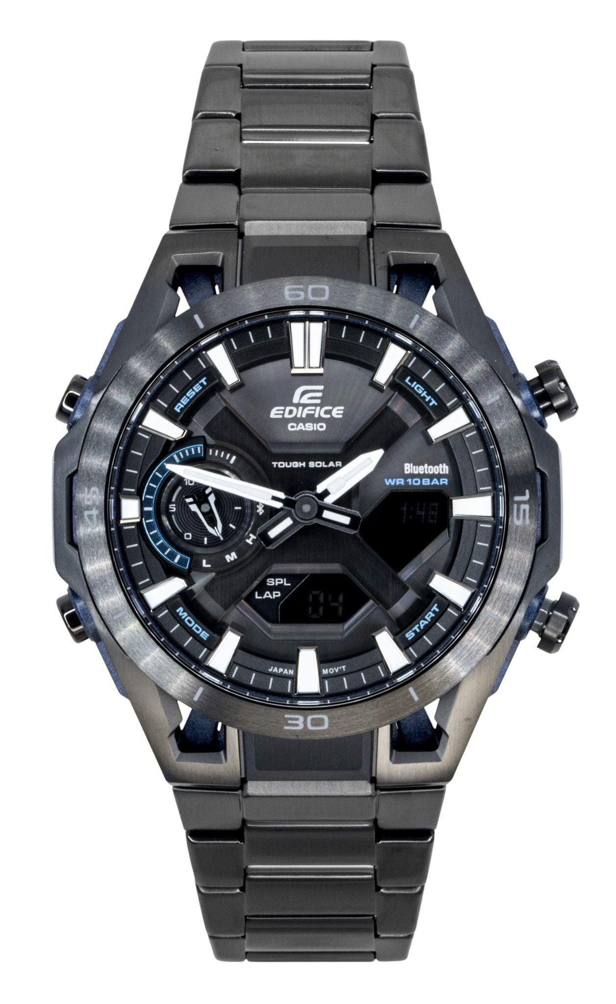 Casio Edifice Analog Digital Stainless Steel Black Dial Solar ECB-2300DC-1A 100M Men's Watch - Casio