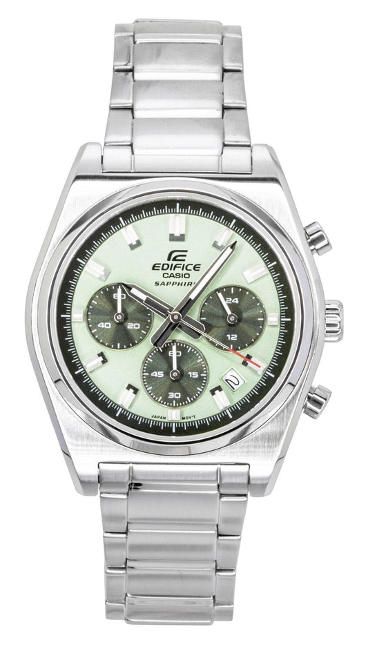 Casio Edifice Analog Standard Chronograph Stainless Steel Green Dial Quartz EFB-730D-3AV 100M Men's Watch - Casio