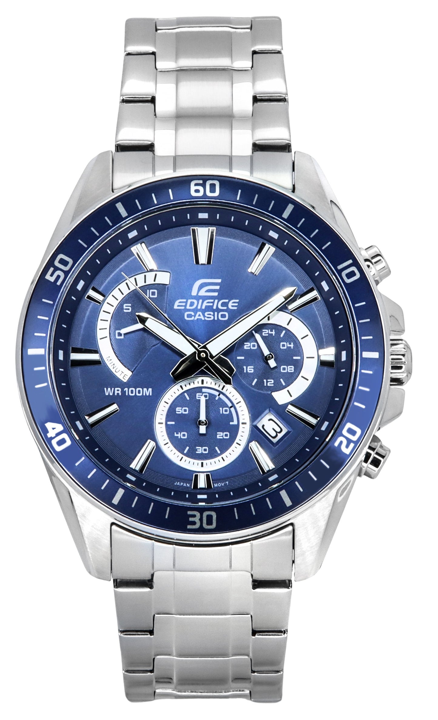 Casio Edifice Analog Standard Chronograph Stainless Steel Blue Dial Quartz EFR-552D-2A 100M Men's Watch