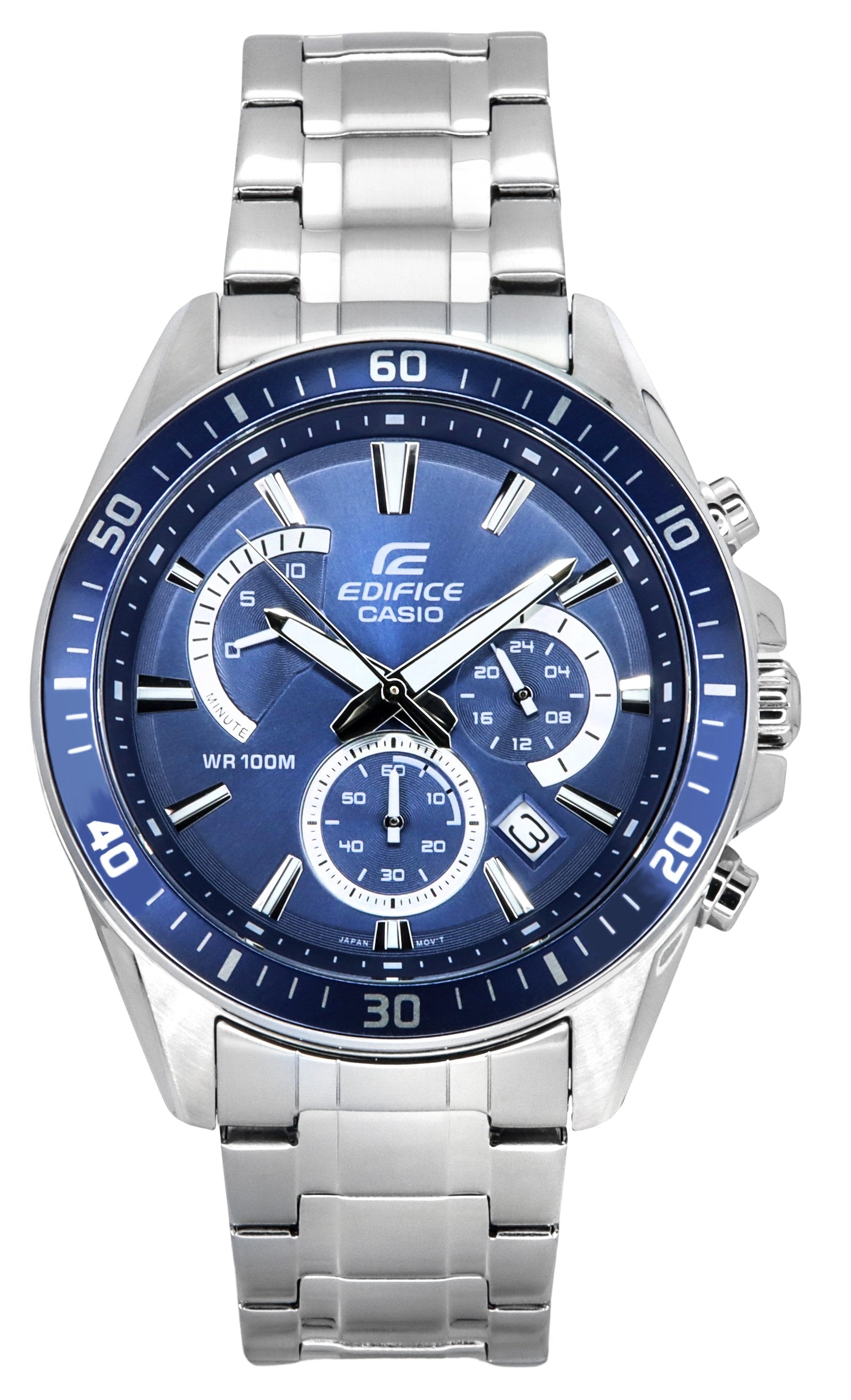 Casio Edifice Analog Standard Chronograph Stainless Steel Blue Dial Quartz EFR-552D-2A 100M Men's Watch