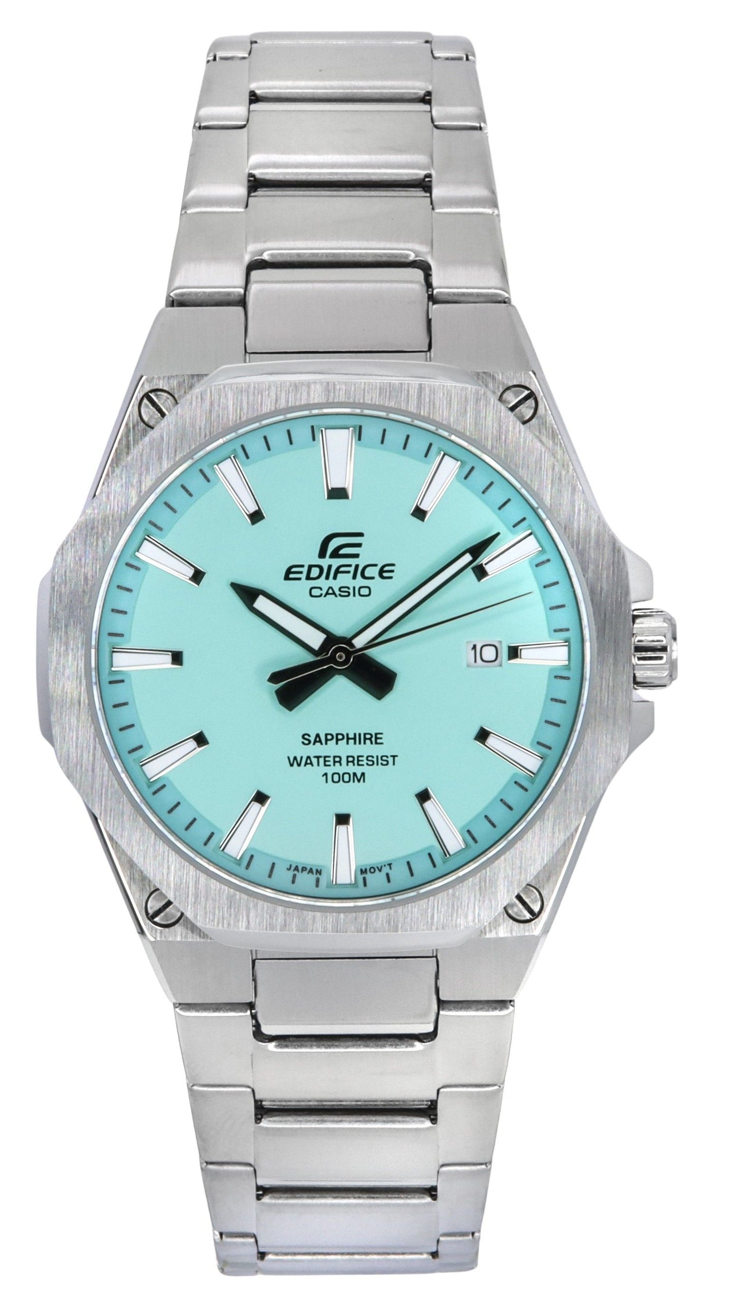 Casio Edifice Sapphire Crystal Analog Stainless Steel Turquoise Dial Quartz EFR-S108D-2B 100M Men's Watch