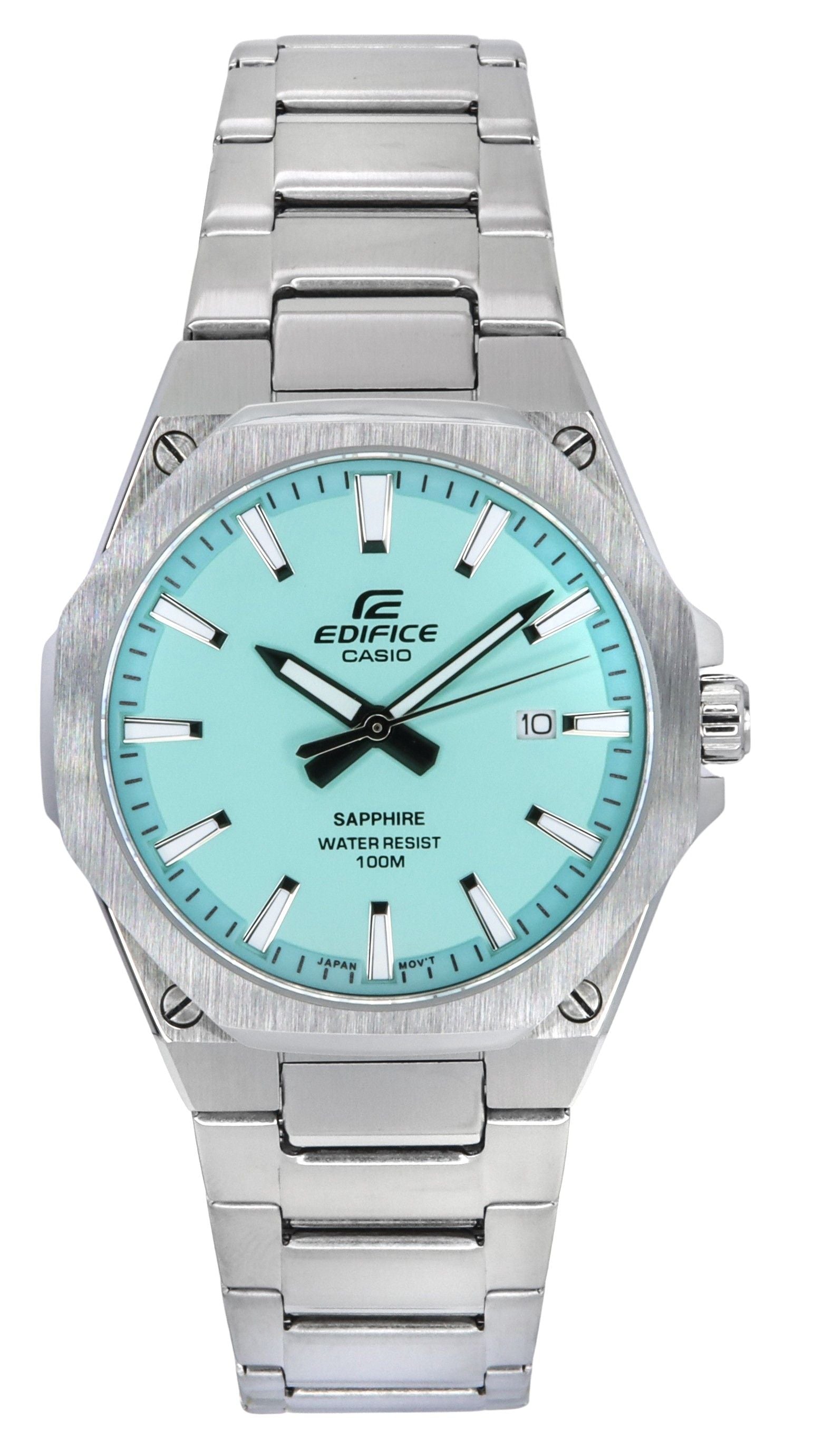 Casio Edifice Sapphire Crystal Analog Stainless Steel Turquoise Dial Quartz EFR-S108D-2B 100M Men's Watch