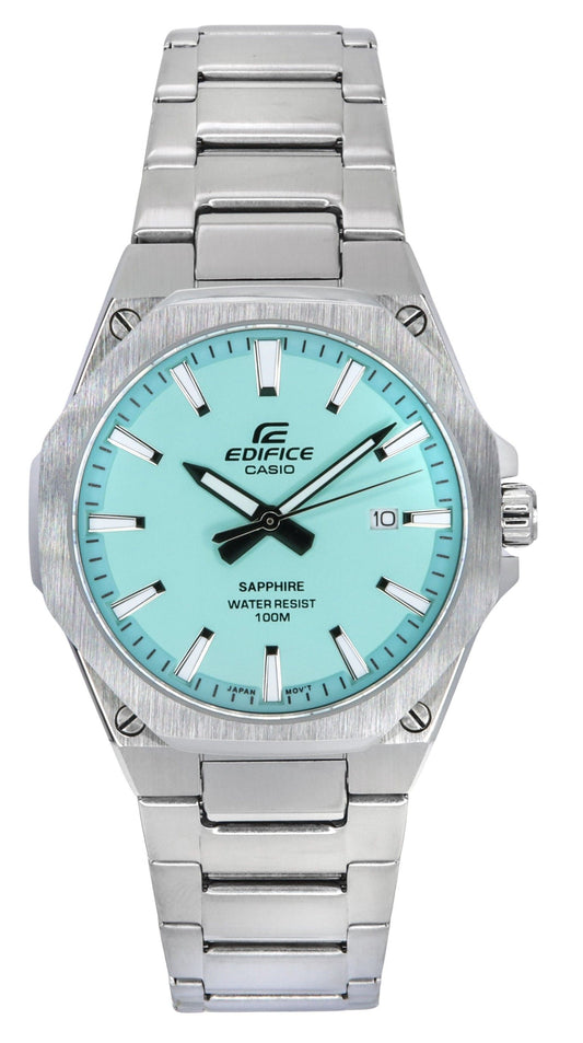 Casio Edifice Sapphire Crystal Analog Stainless Steel Turquoise Dial Quartz EFR-S108D-2B 100M Men's Watch