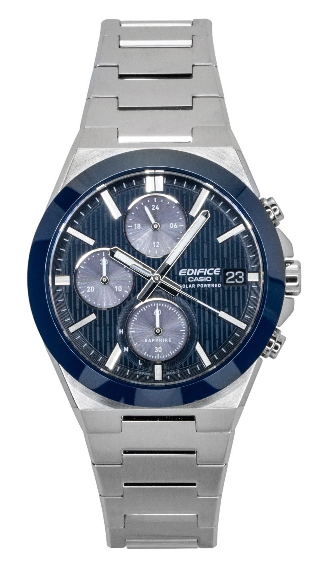Casio Edifice Analog Chronograph Stainless Steel Blue Dial Solar EFS-S650D-2A 100M Men's Watch - Casio