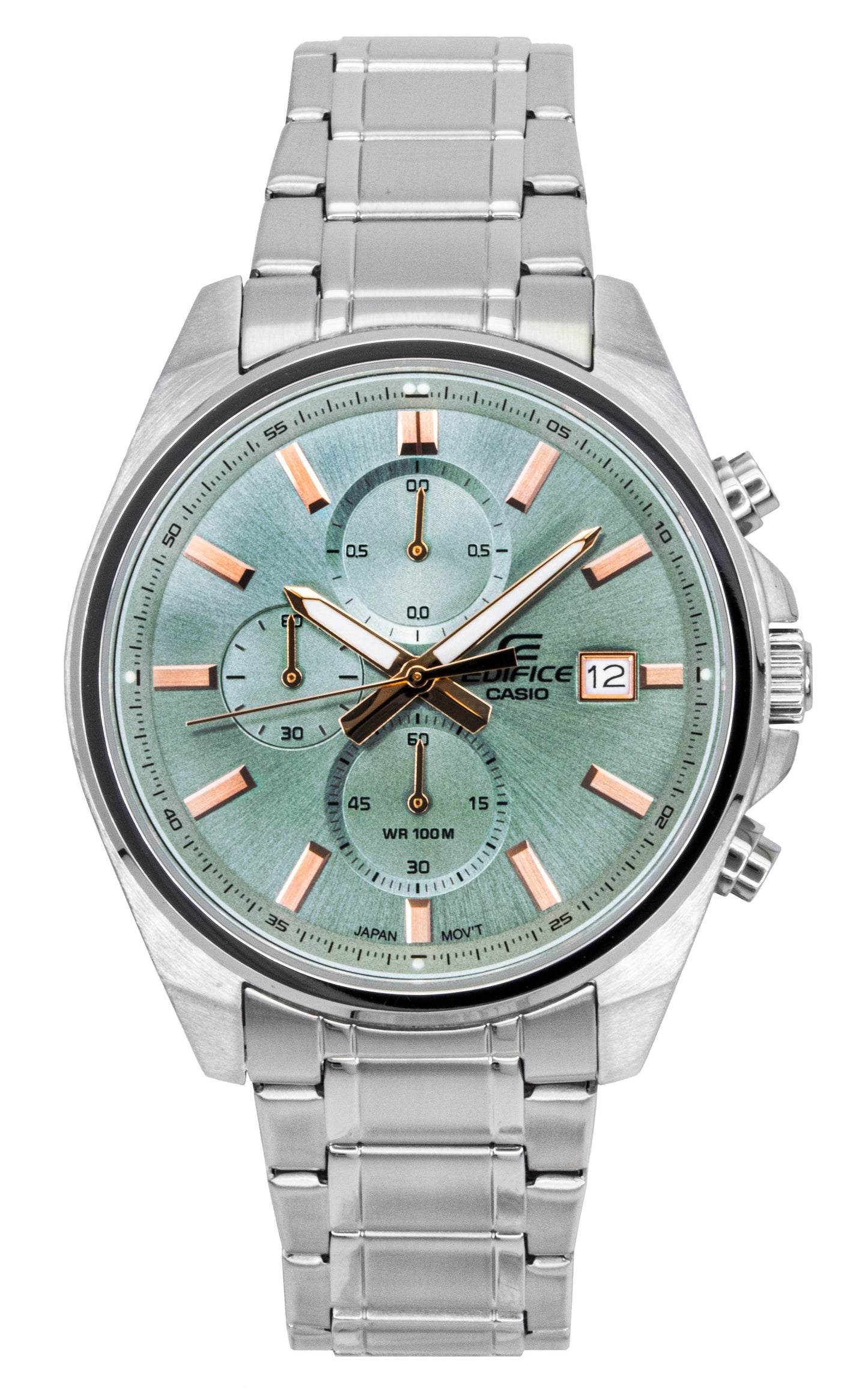 Casio Edifice Analog Standard Chronograph Stainless Steel Green Dial Quartz EFV-610DE-3A 100M Men's Watch - Casio