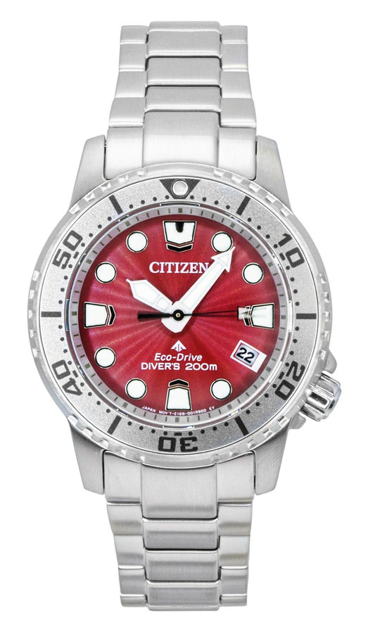 Citizen Promaster Dive Stainless Steel Red Dial Eco-Drive EO2027-50Z 200M Women's Watch - Citizen