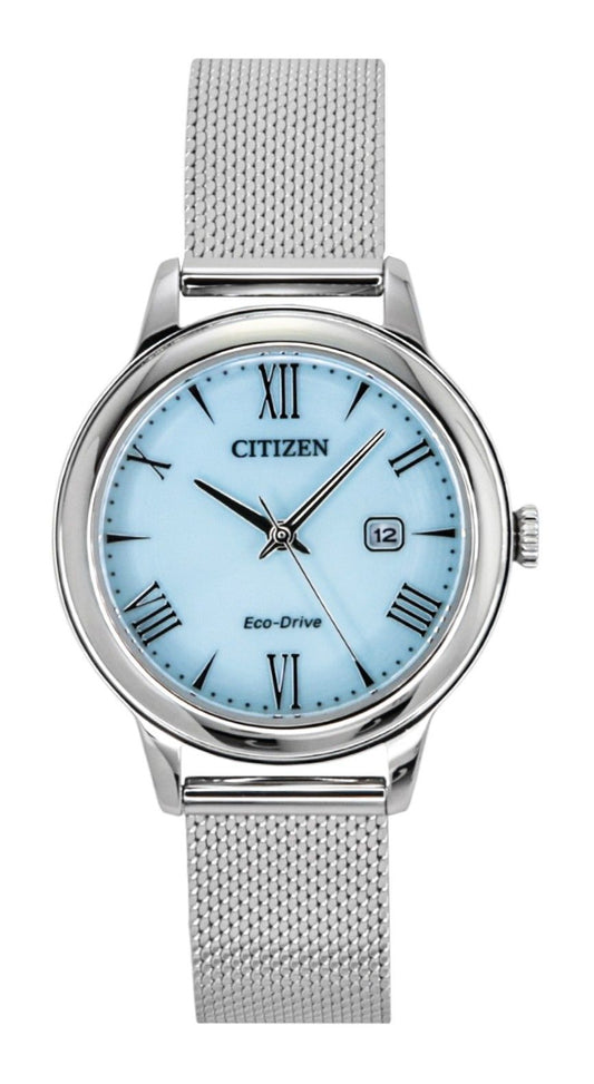 Citizen Elegance Stainless Steel Blue Dial Eco-Drive EW2621-75M 100M Women's Watch - Citizen